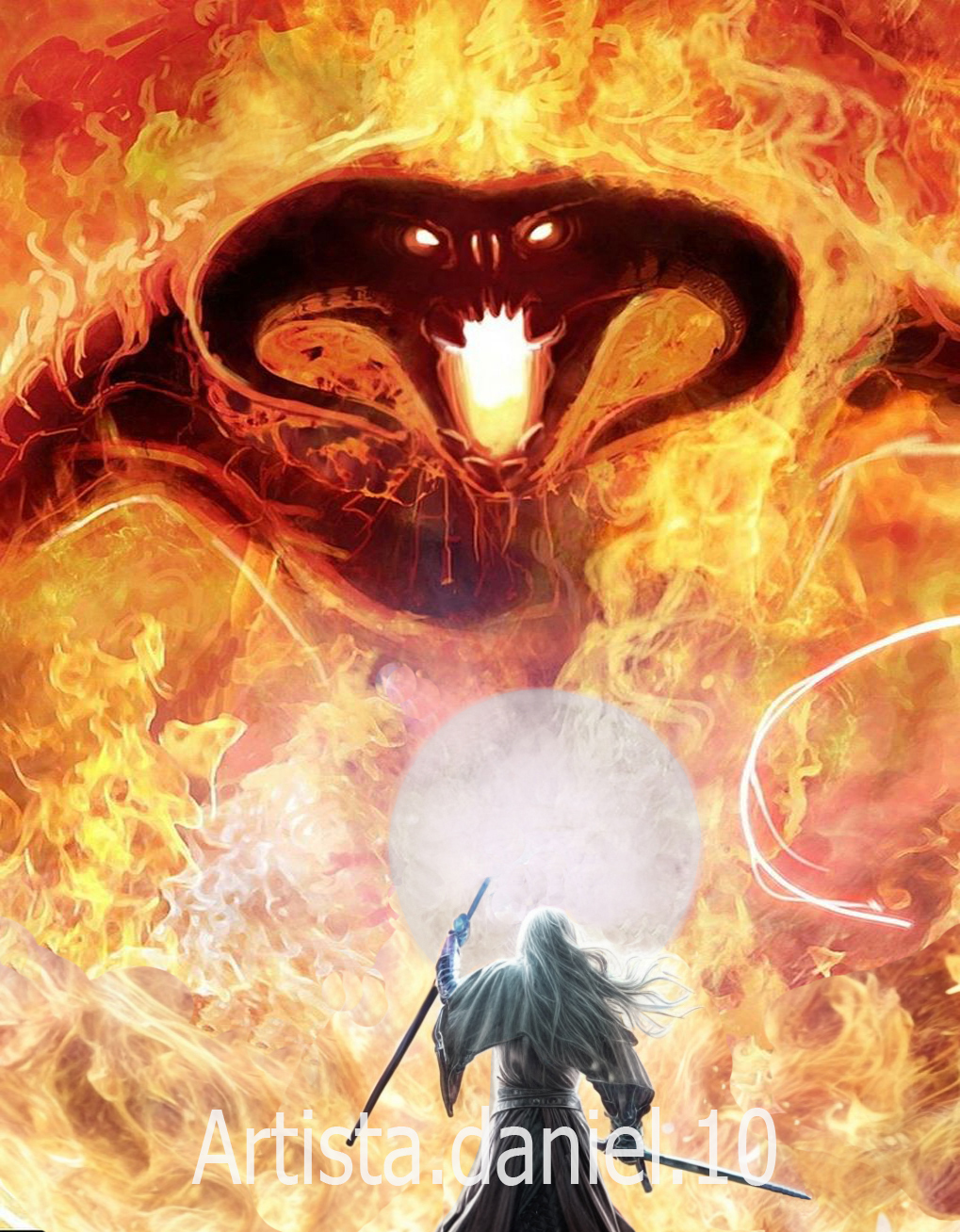 Retrato digital de Gandalf y Balrog