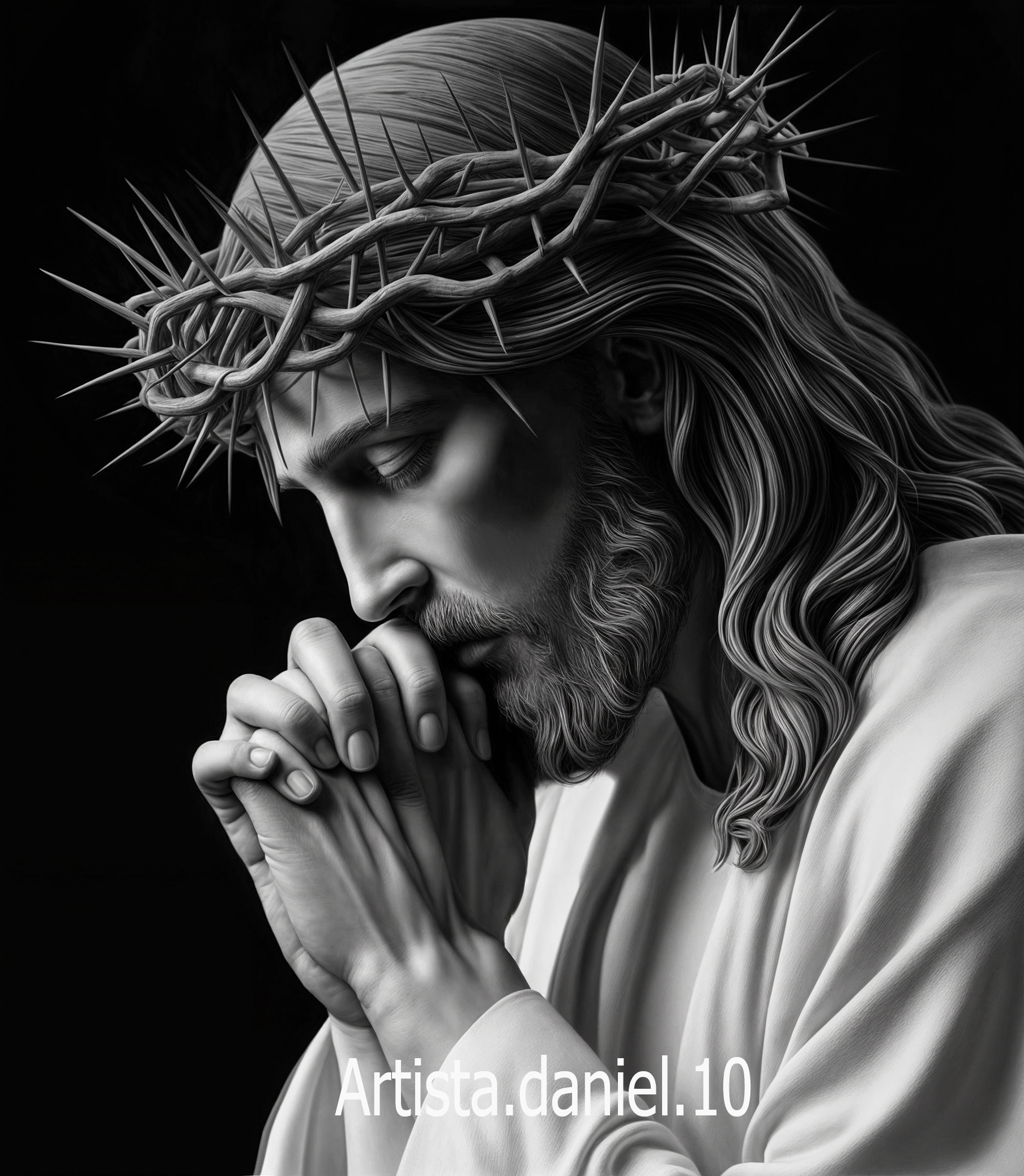 Retrato digital de Jesucristo rezando