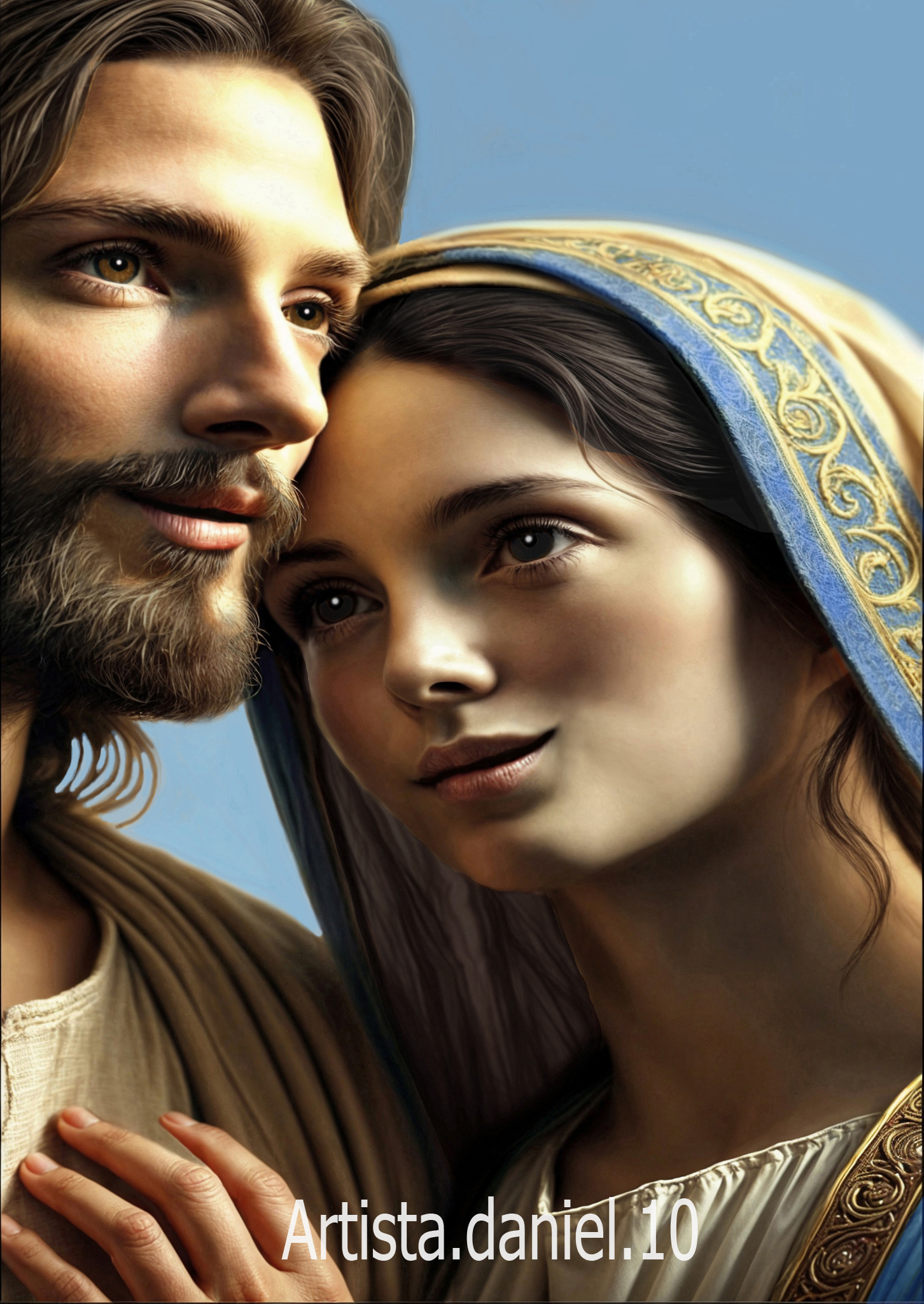 Retrato digital de Jesucristo y la Virgen María