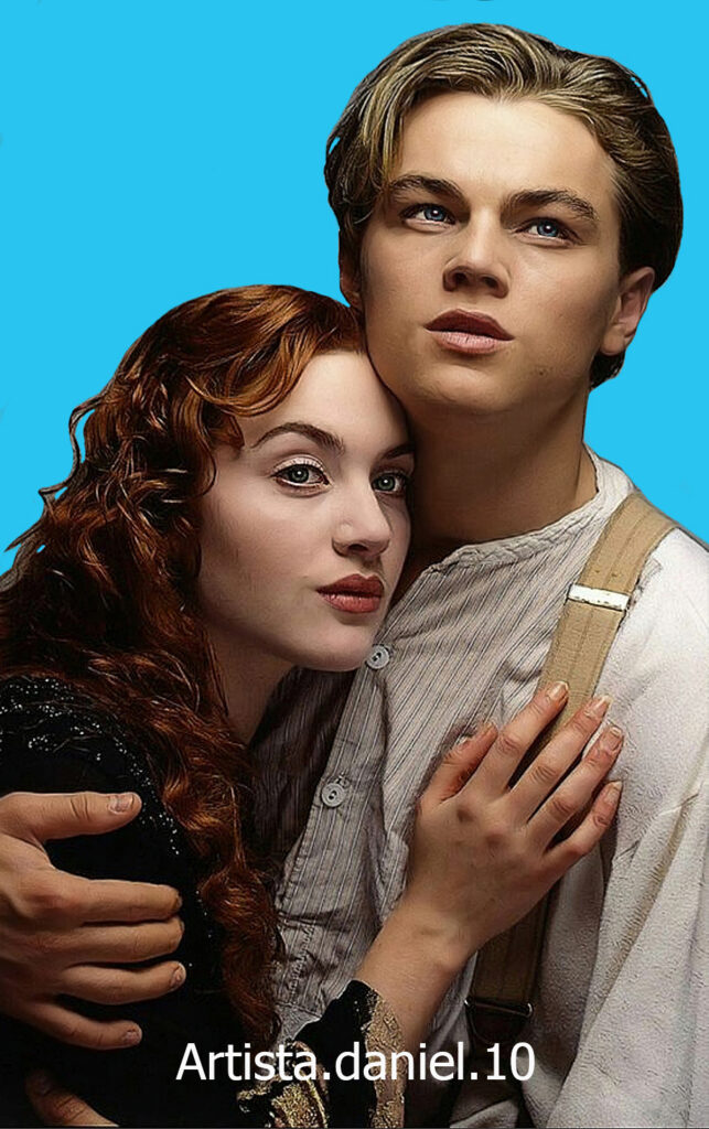 Retrato digital de pareja de Titanic